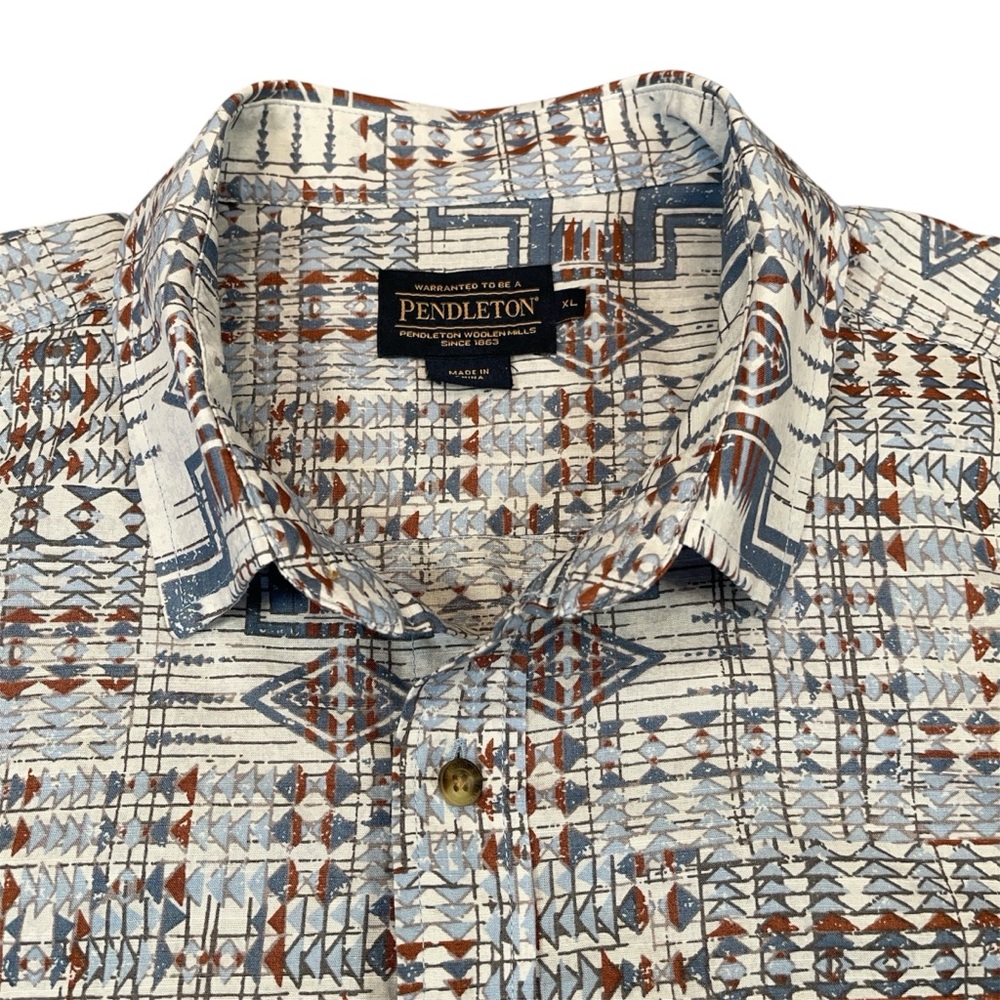 Pendleton Western Shirt Mens XL Aztec Tribal Print Short Sleeve Button Up